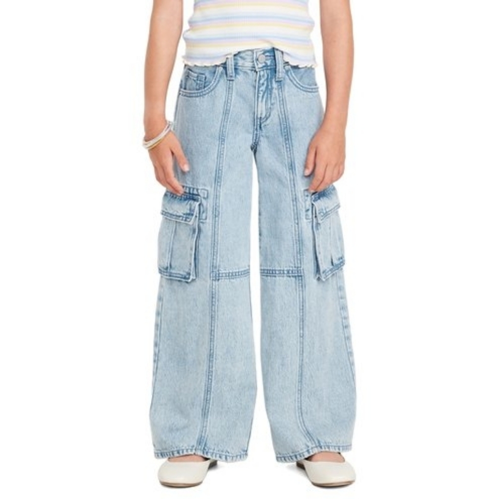 Old Navy High-Waisted Super Baggy Wide-Leg Cargo Jeans for Girls Size 10